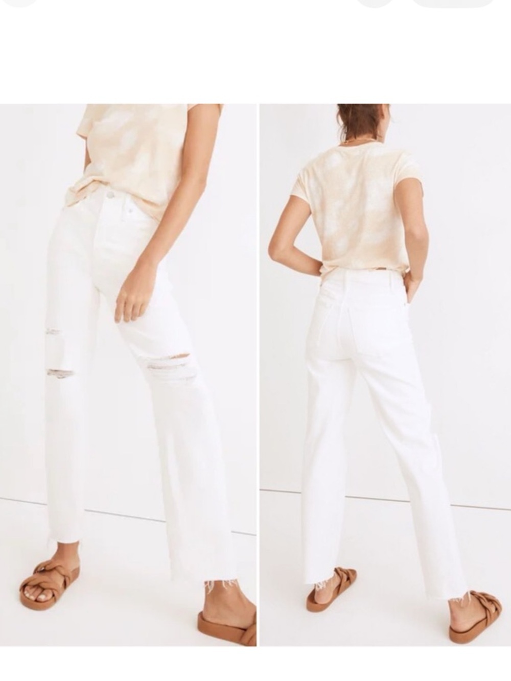 Madewell White Distressed Straight-Leg Jeans Women’s jeans size 27